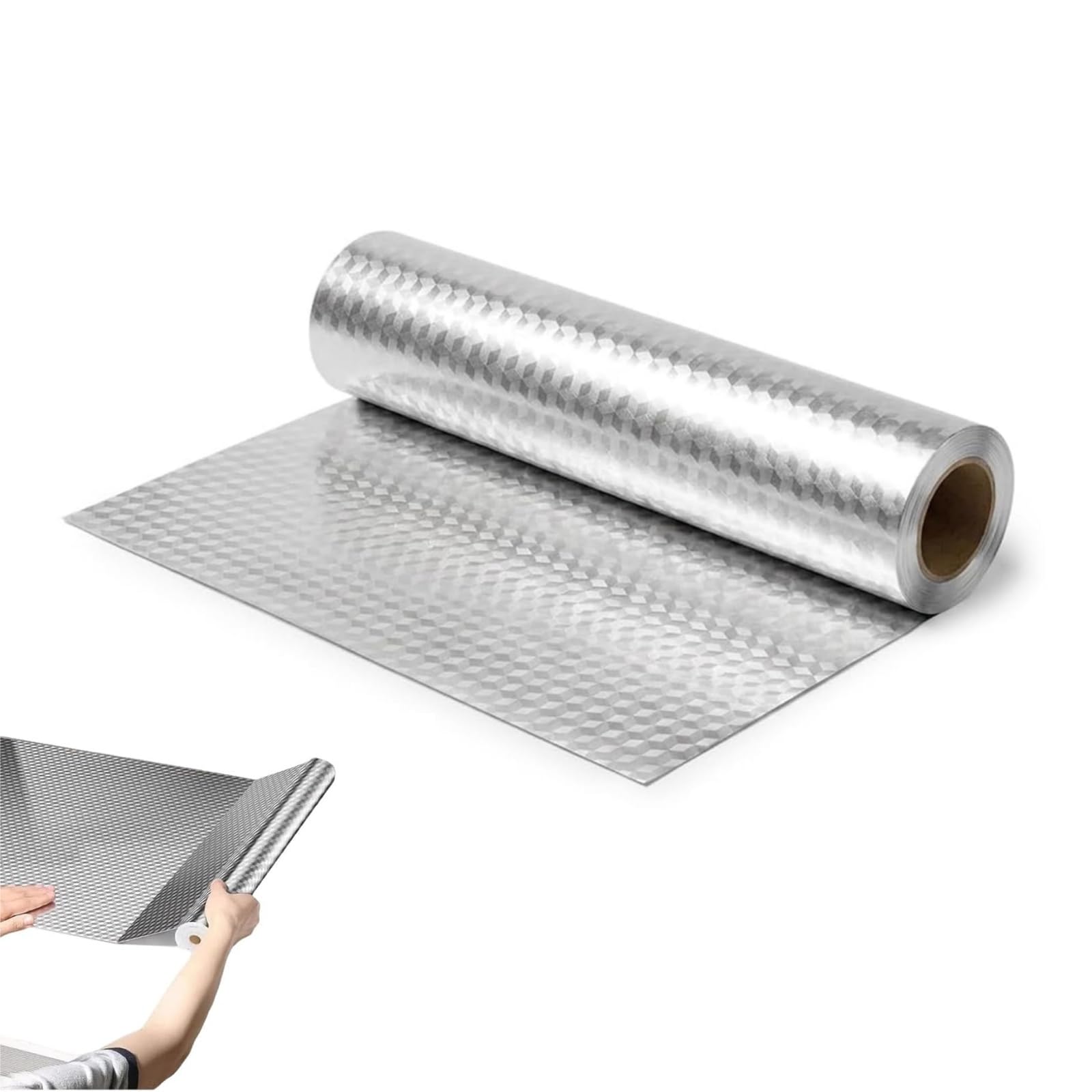 Kitchen Oil-Proof Adhesive Wallpaper Roll,Waterproof Aluminum Foil Countertop Stickers,Easy-Tear and Sticky,Heat Resistant Peel Stick Wallpaper,for Desktop and Kitchen Countertop Cabinets (40cm*5m)