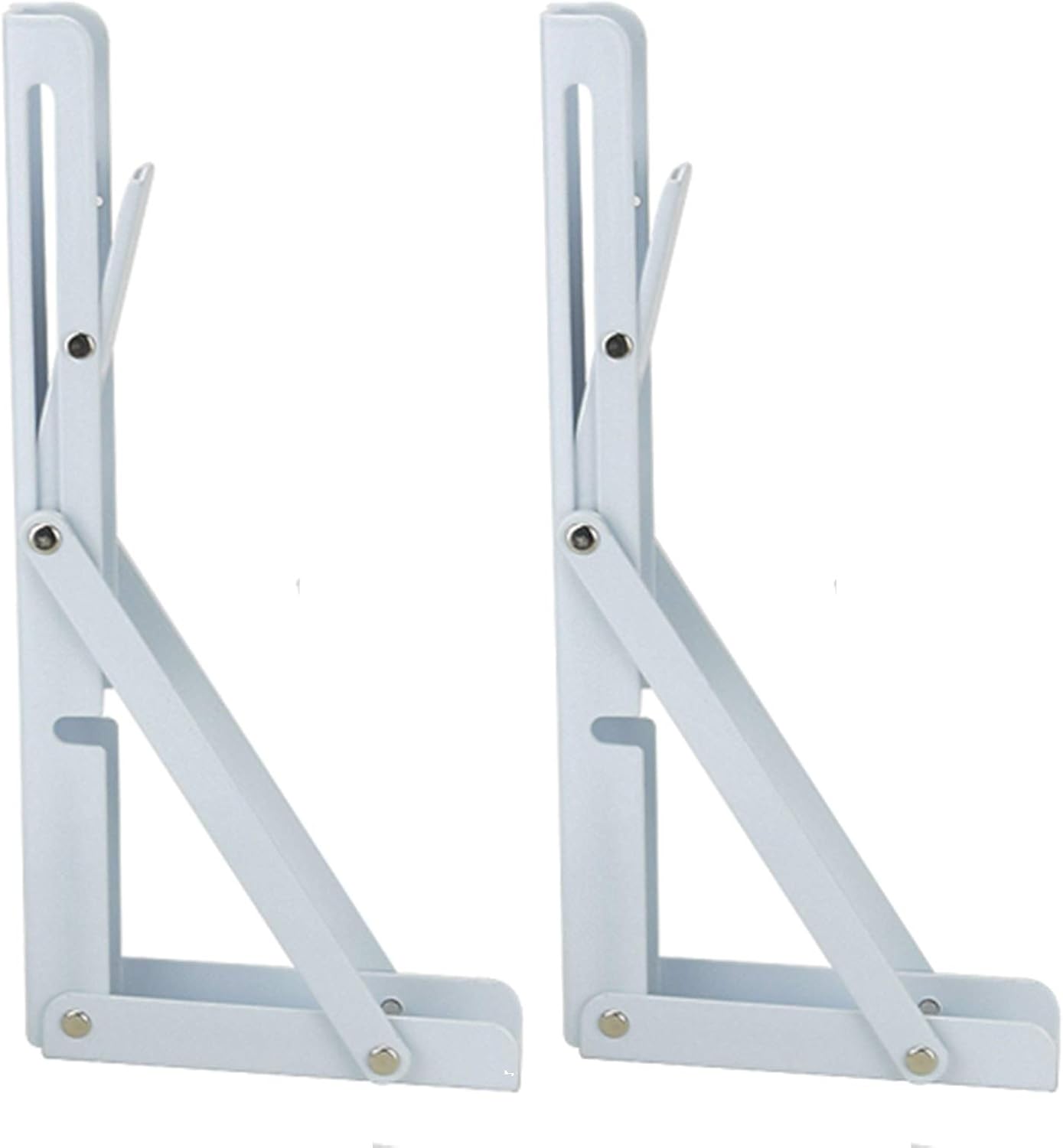 Jolan Stainless Steel Heavy-Duty Shelf Bracket & Supports,Household Foldable Shelf Supporter,Wall-Mounted Floating Brackets for Shelves,Right-Angle Bracket,2-Pack,Multifunctional,White,15.7in