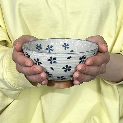 Miniatura 6 de MINO WARE JAPAN Tazón de arroz de cerámica japonesa de estilo tradicional, apto para lavavajillas y microondas, fabricado en Japón (Koyuki Zakura,