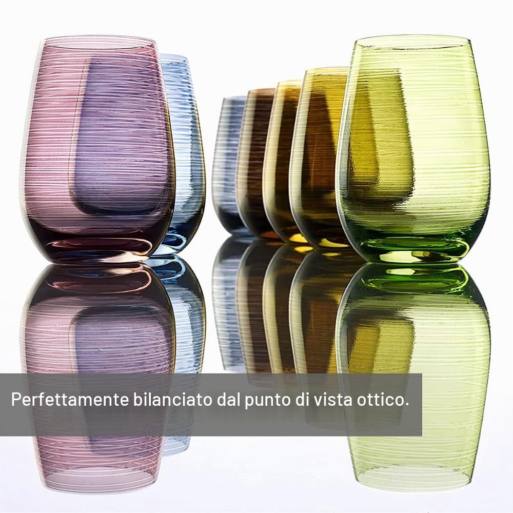 Stölzle Lausitz Bicchieri Acqua Twister Ambra – Set 6 Bicchieri 465 ml in Cristallo Senza Piombo – Bicchieri Moderni per Acqua Succo e Cocktail – Resistenti agli Urti e Lavabili in Lavastoviglie