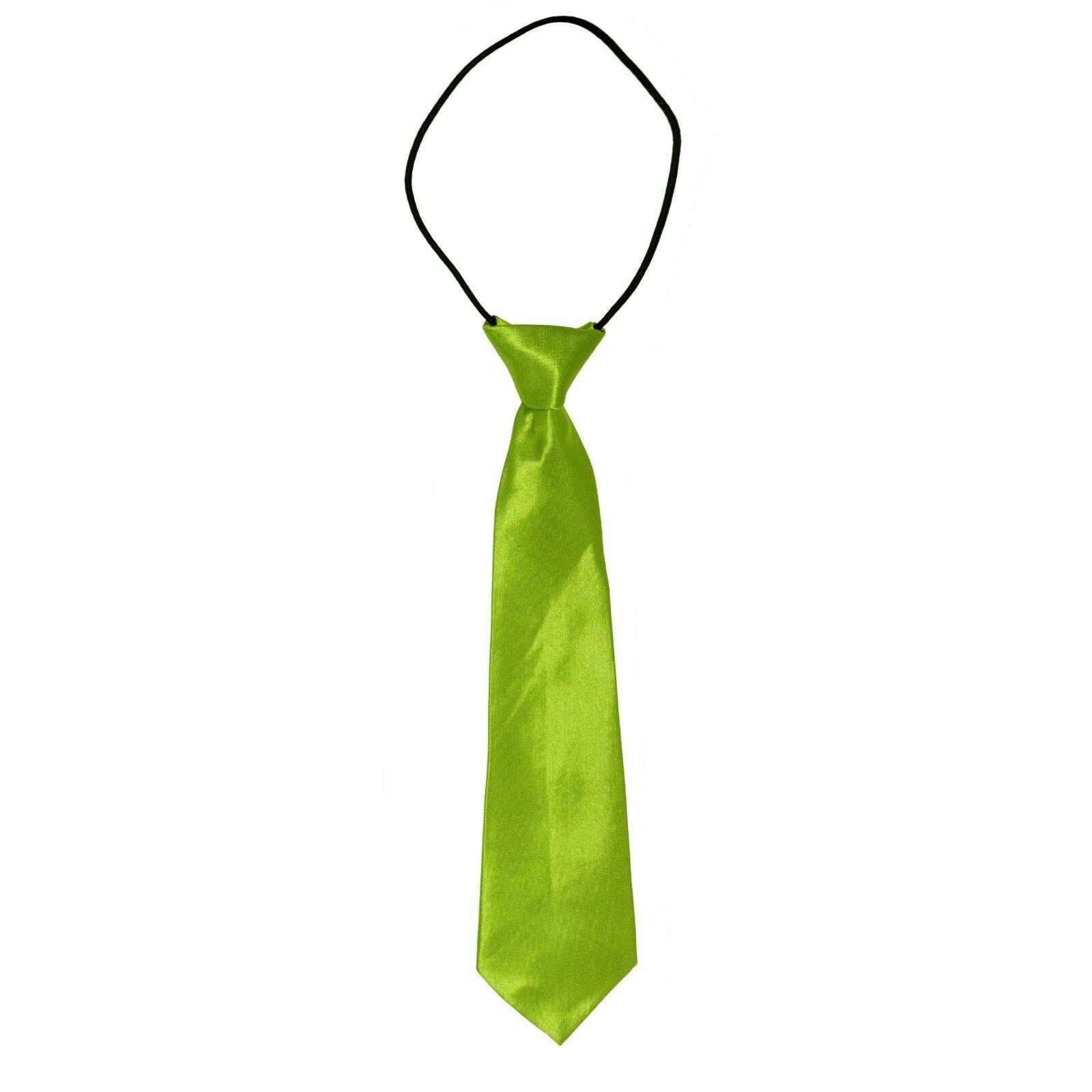 Robelli Boys Apple Green Kids Elastic Satin Neck Tie – (School/Prom/Wedding) Available In A Variety Of Colours (Apple Green)