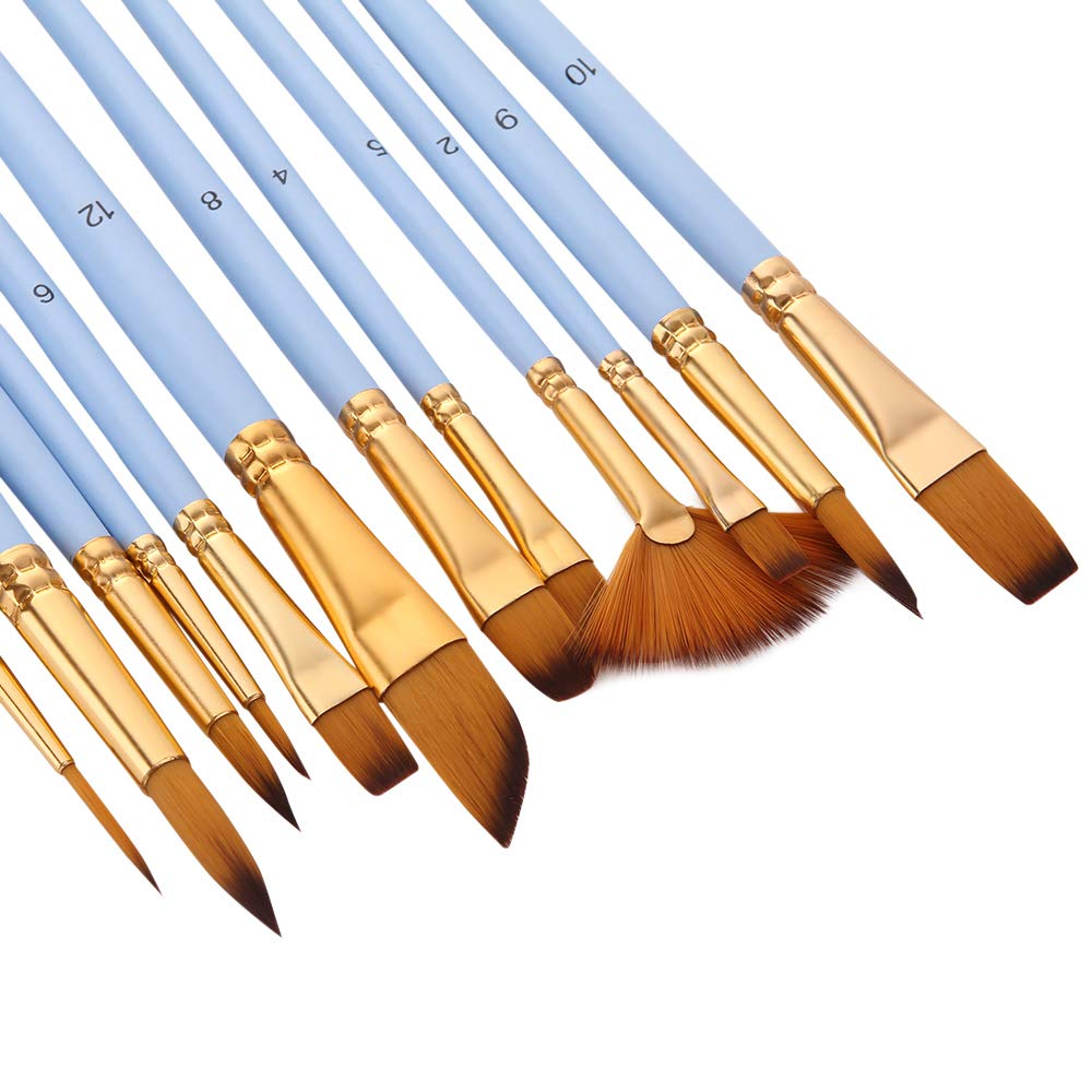 Walmeck1 Walmeck 12Pcs Fine Detail Paint Brush Set Double Color Taklon