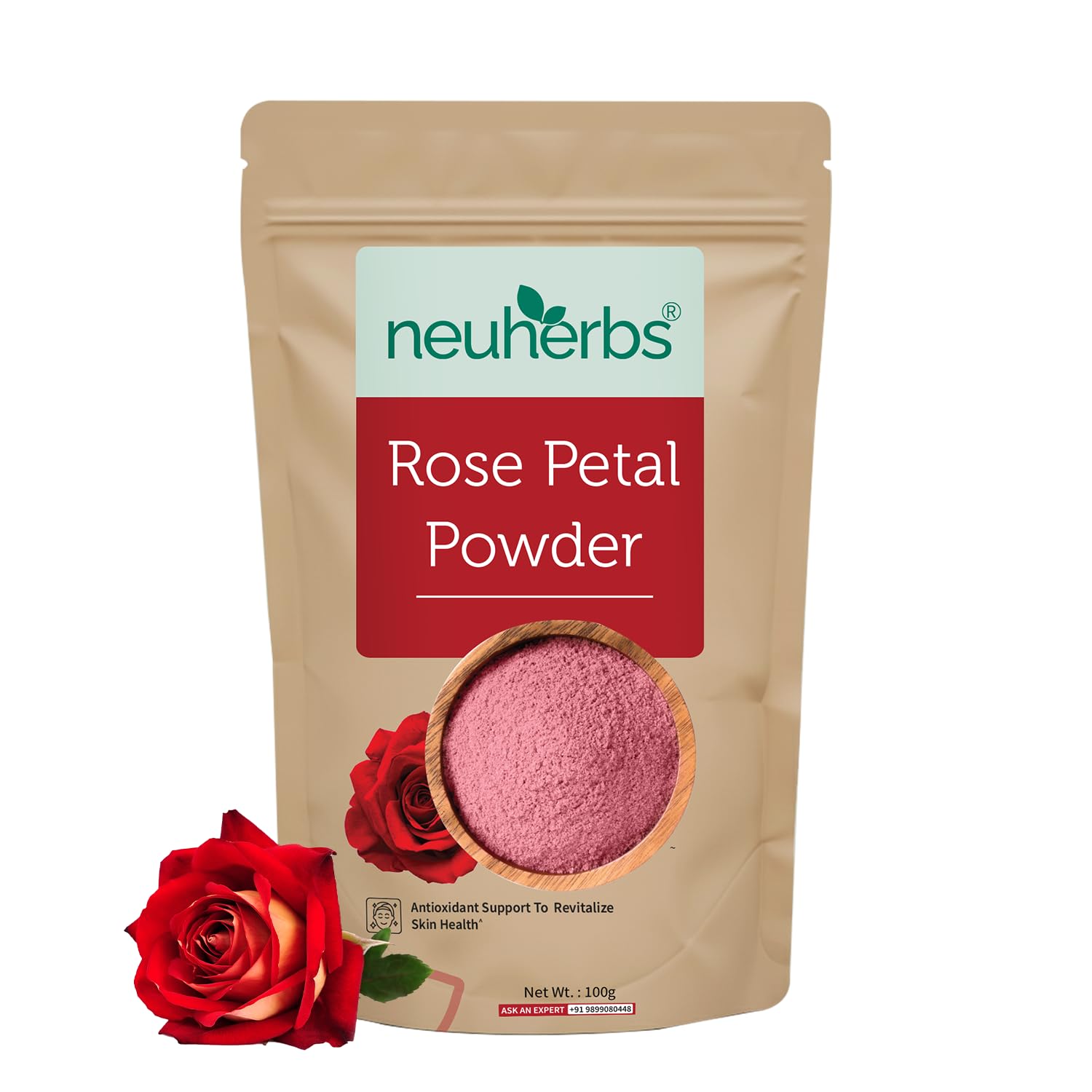 Neuherbs Rose Petal Powder (100g Pack of 1) | Antioxidant Support To Revitalize Skin Health | 100% Pure & Natural | Face Pack For Cleansing & Hydration