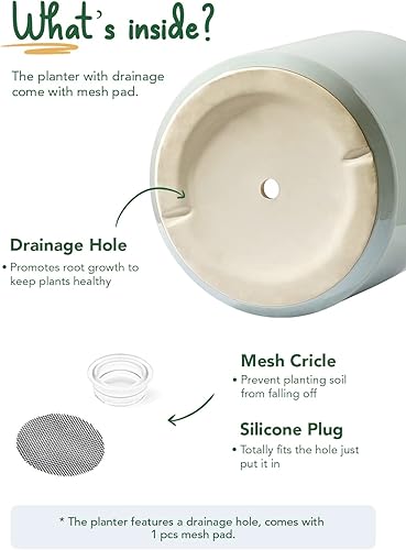 Miniatura 5 de LE TAUCI Macetas de 12 pulgadas para plantas, maceta grande de cerámica para plantas de interior, macetas modernas de mediados de siglo con orificio