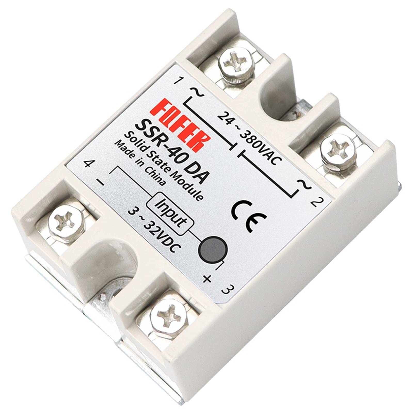 AERBNYEQP 1pcs SSR-40DA 10DA 25DA 40DA 50DA 60DA 70DA 80DA 100DA Solid State Relay Module 3-32V DC Input 24-380VAC 10A-100A