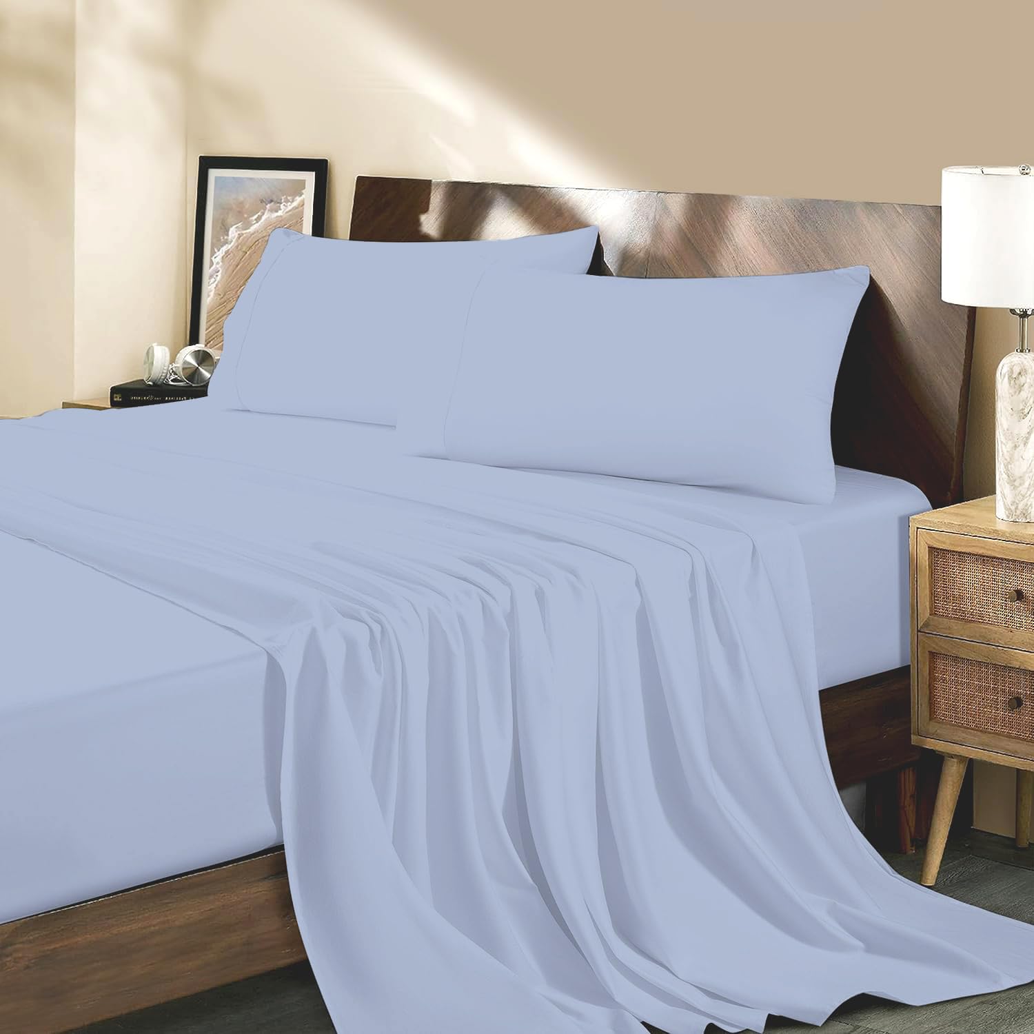 Coton égyptien drap de lit 1200 TC bleu ciel California King