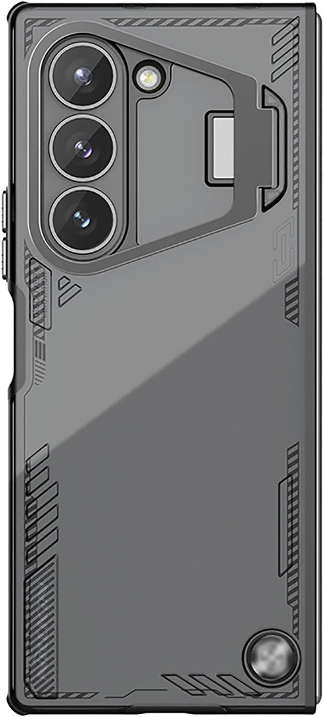 Slim Case for Samsung Galaxy Z Fold 6, Translucent Phone Cover with Lens Kickstand Anti-Fingerprint Anti-Slip Protection Case