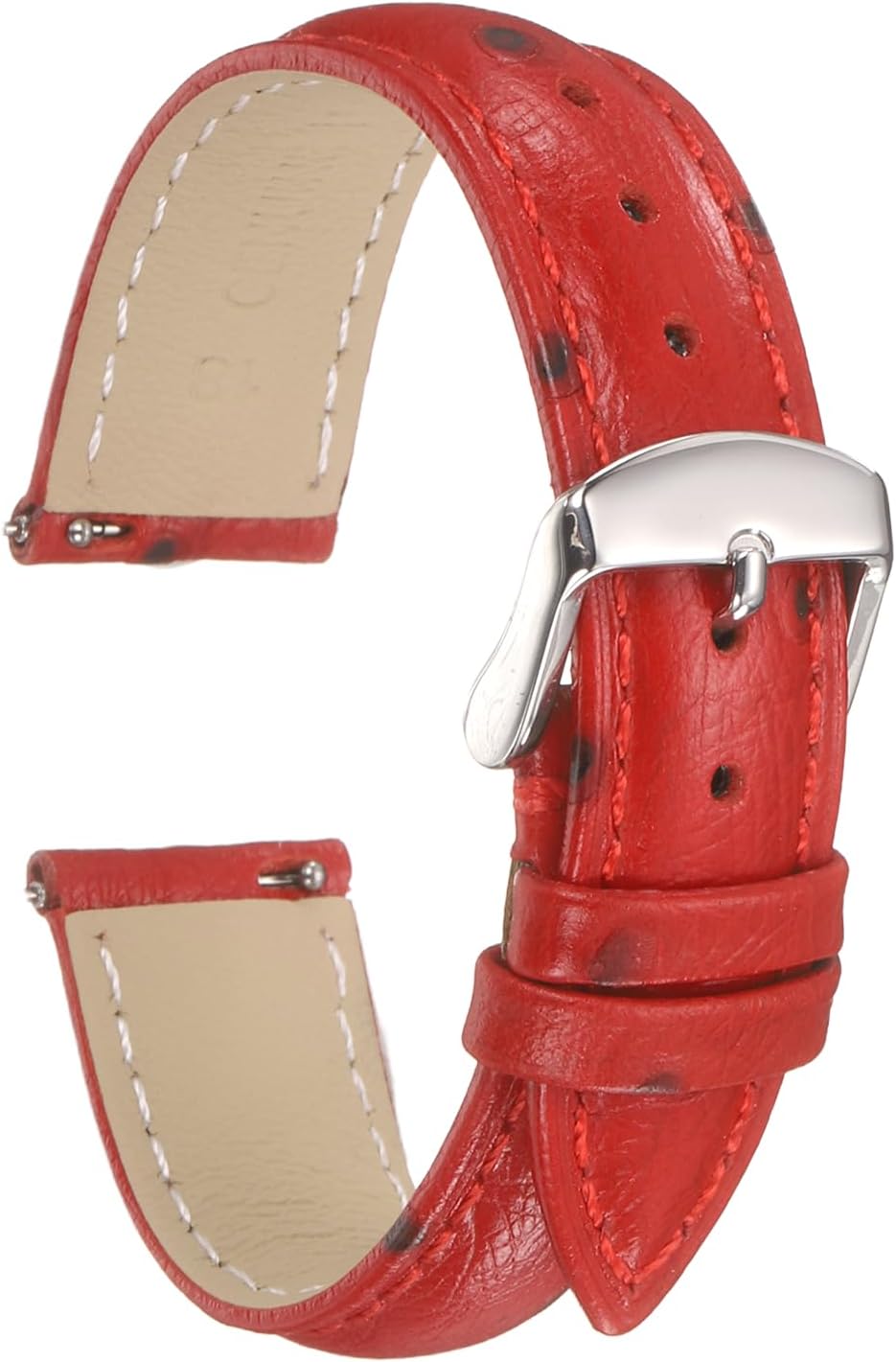 HARFINGTON Leather Watch Bands Quick Release Watch Strap Ostrich Pattern Top Grain Replacement Wrist Band Silver Buckle for Men Women