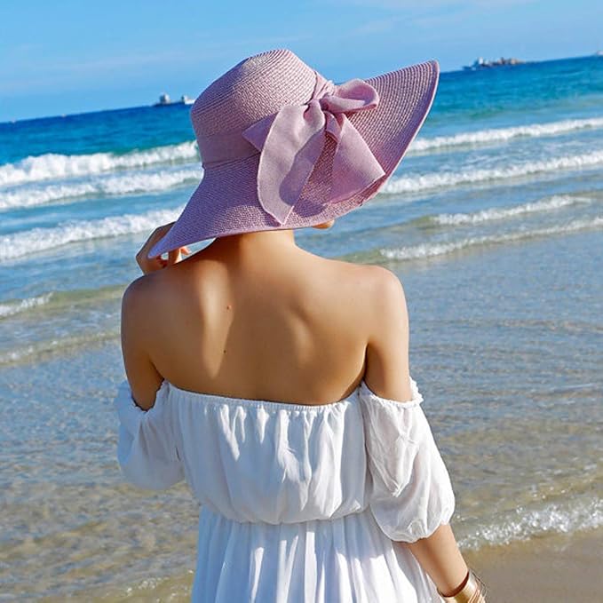 Gorro femenino plegable de ala ancha para sol y playa miniatura 4