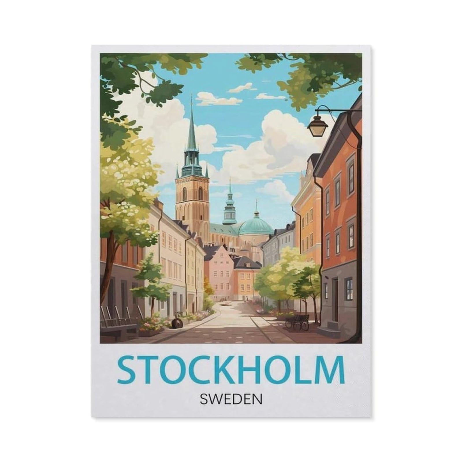 Vintage Metal Tin Sign，Stockholm Sweden(20x30cm）