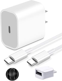 20W USB-C Power Adapter, Fast Wall Charger with 6.6ft USB C to C Cable Compatible with iPad Pro 12.9, Pro 11 inch 2021/2020/2018, New Air 4 10.5, Google Pixel 3A XL 2XL 3XL 4XL, Samsung Galaxy S22 S21