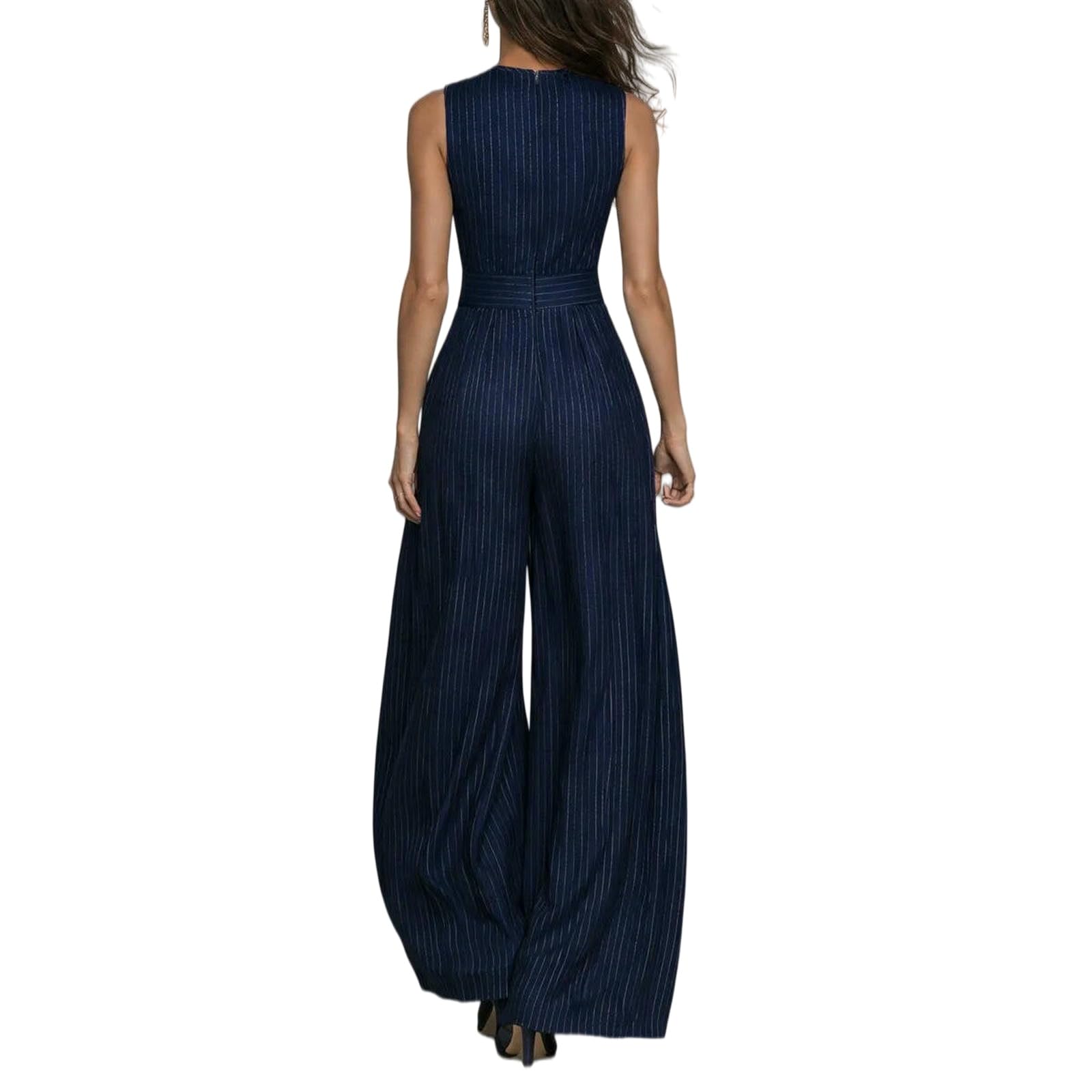Salopette Donna Estiva,Tuta Da Donna Casual A Righe Con Scollo A O, Pantaloni Eleganti Con Spalline, Pantaloni Larghi