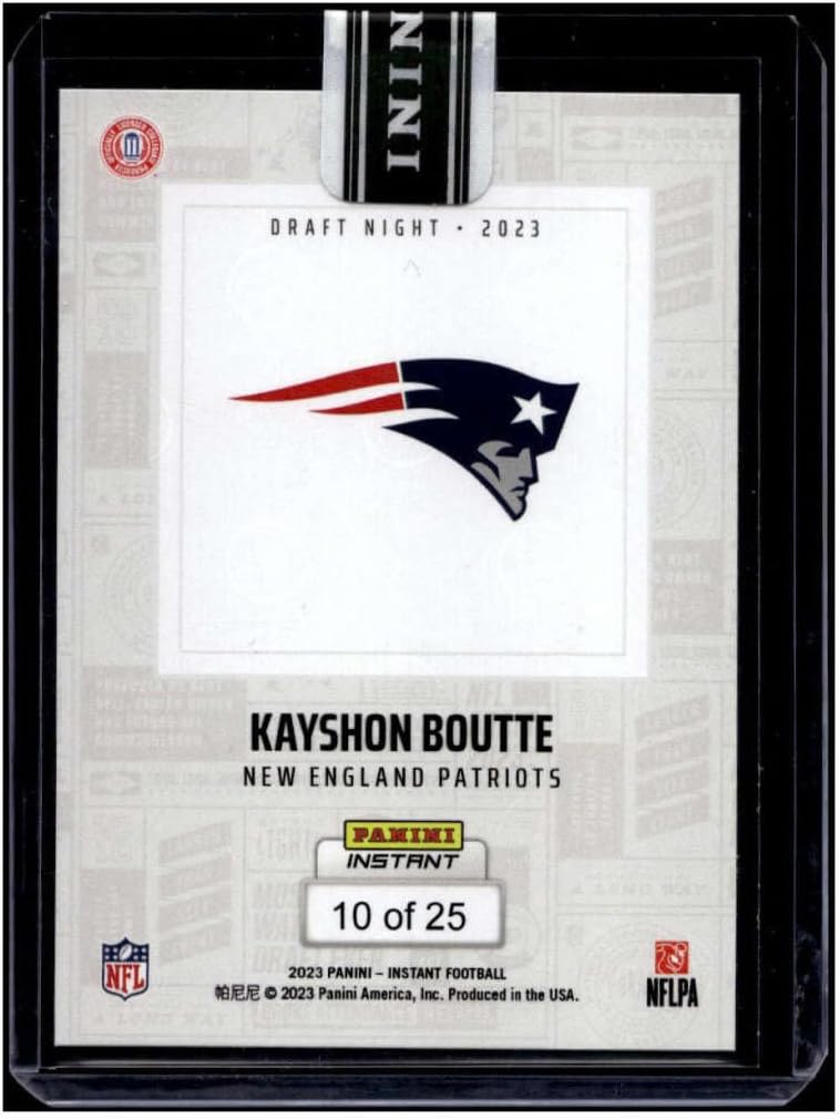 KAYSHON BOUTTE RC SP 2023 Panini Instant Draft Night Red ROOKIE 10/25#DN25 MT-MT+ NFL Football Patriots