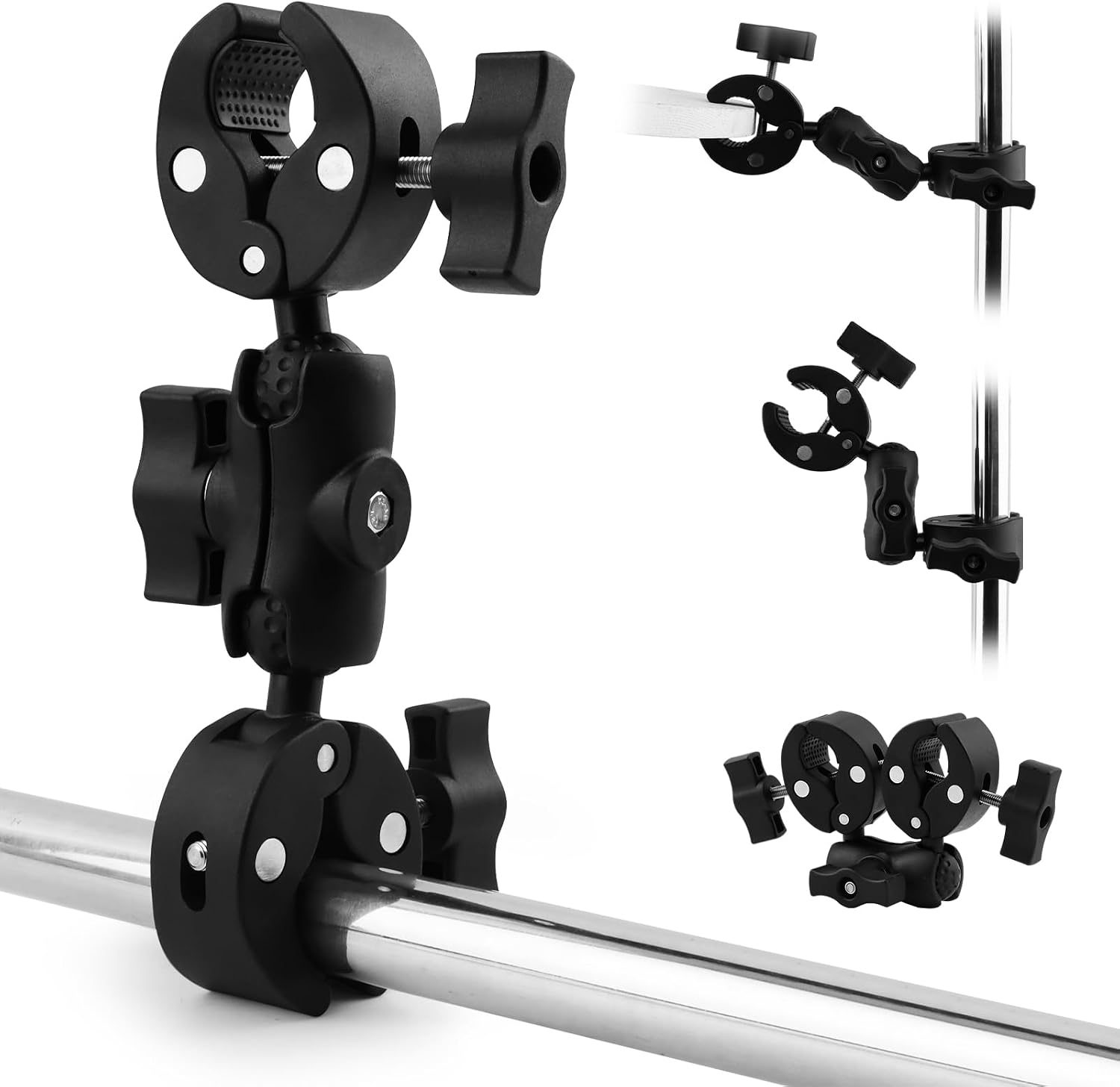 Super Double Clamp Camera Mount Chair Umbrella Clamp with 360° Magic Arm, Umbrella Holder Clip for Beach Chair, Umbrella, Pole, Strollers, Motorcycle