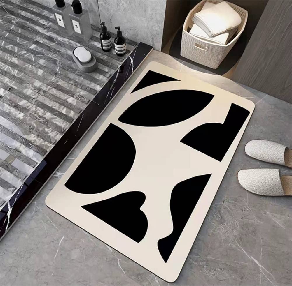 Heeboode Tapis De Bain Absorbant Diatomite Antidérapant 60x100cm - Noir - Confort Et Sécurité Pour Salle De Bain