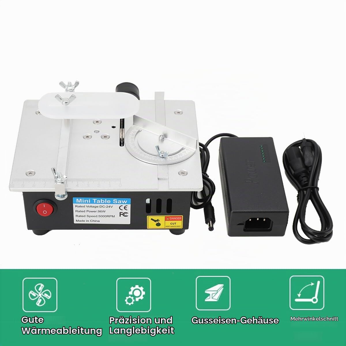 Mini Tischkreissäge | Präzisions Tischsäge, 96W Tischkreissägen Mit 7-Gang-Netzteil Einstellbarer, Multifunktionale Table Saw 5000 U/Min Für DIY-Holzbearbeitungsprojekte