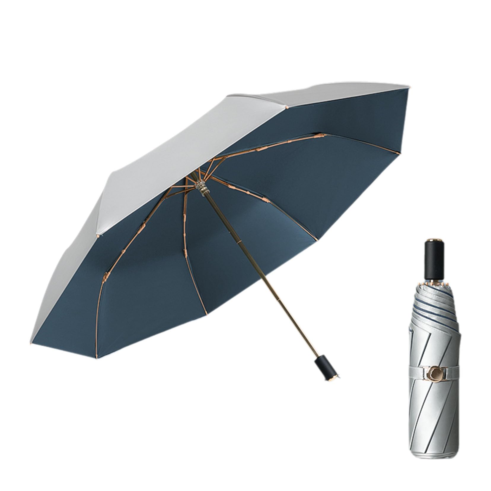 Parapluie compact de voyage à vent, parasols automatiques légers pour la pluie titane argent parapluie pliant de crème solaire, petits parapluies portables à l'épreuve du vent pour hommes