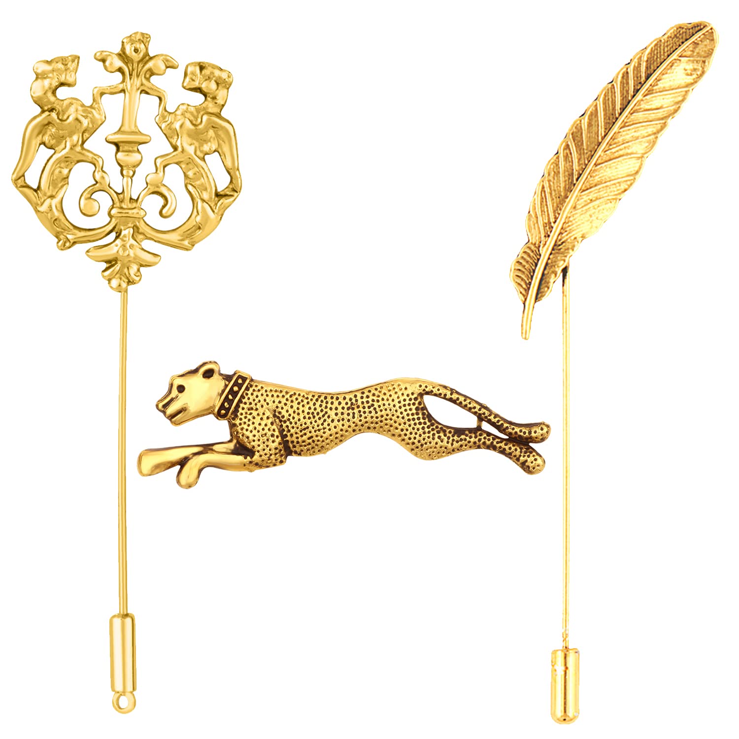 Mahi Combo of Leaf, Jaguar and Royal Lion Face Shaped Wedding Brooch/Lapel Pin for Men (CO1105469G) (B0BKT32P8X) Amazon Price History, Amazon Price Tracker