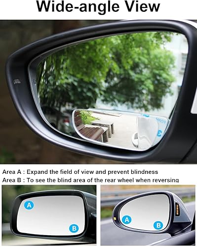 Miniatura 7 de Paquete de 2 espejos de punto ciego, espejo convexo para automóvil, espejo de punto ciego para automóvil, espejo lateral para espejo retrovisor,