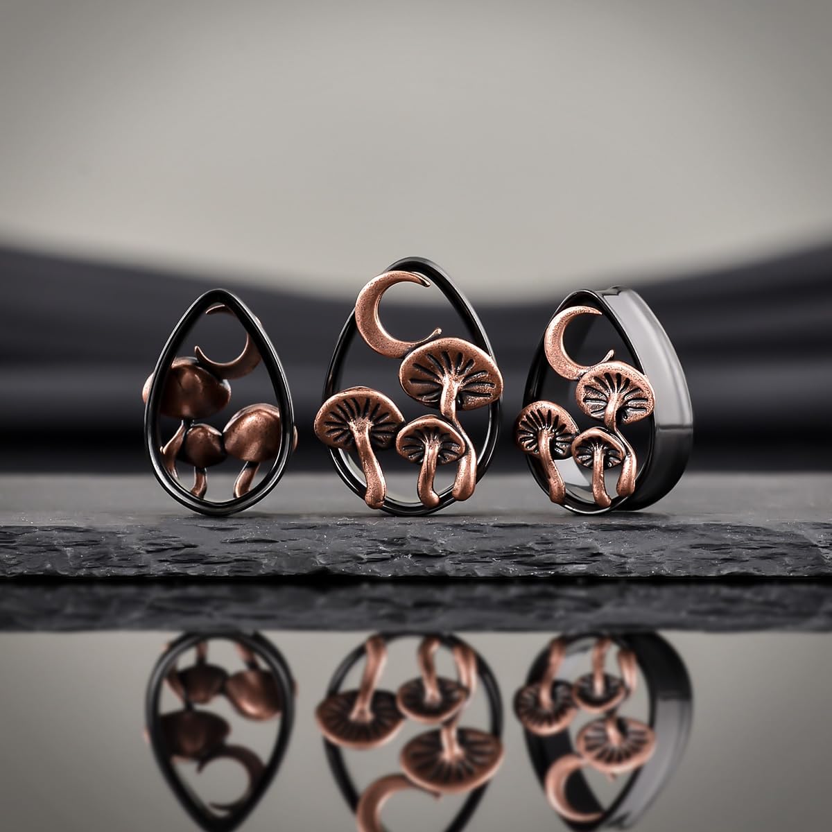 COOEAR Double FLared Tear Drop Ear Tunnels Piercing Stainless Steel Mushroom Gauges Gold Earrings Plugs.