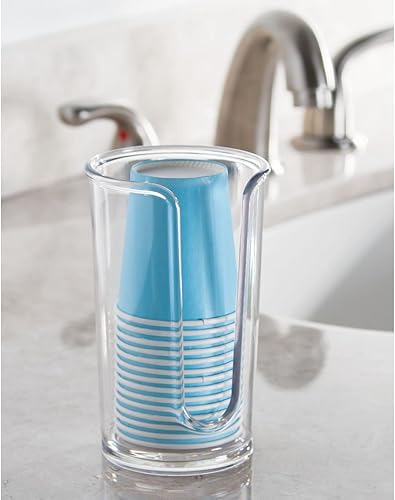 Miniatura 3 de mDesign - Dispensador de tazas de papel desechables compacto y pequeños de plástico soporte de almacenamiento para enjuagar tazas en encimeras de