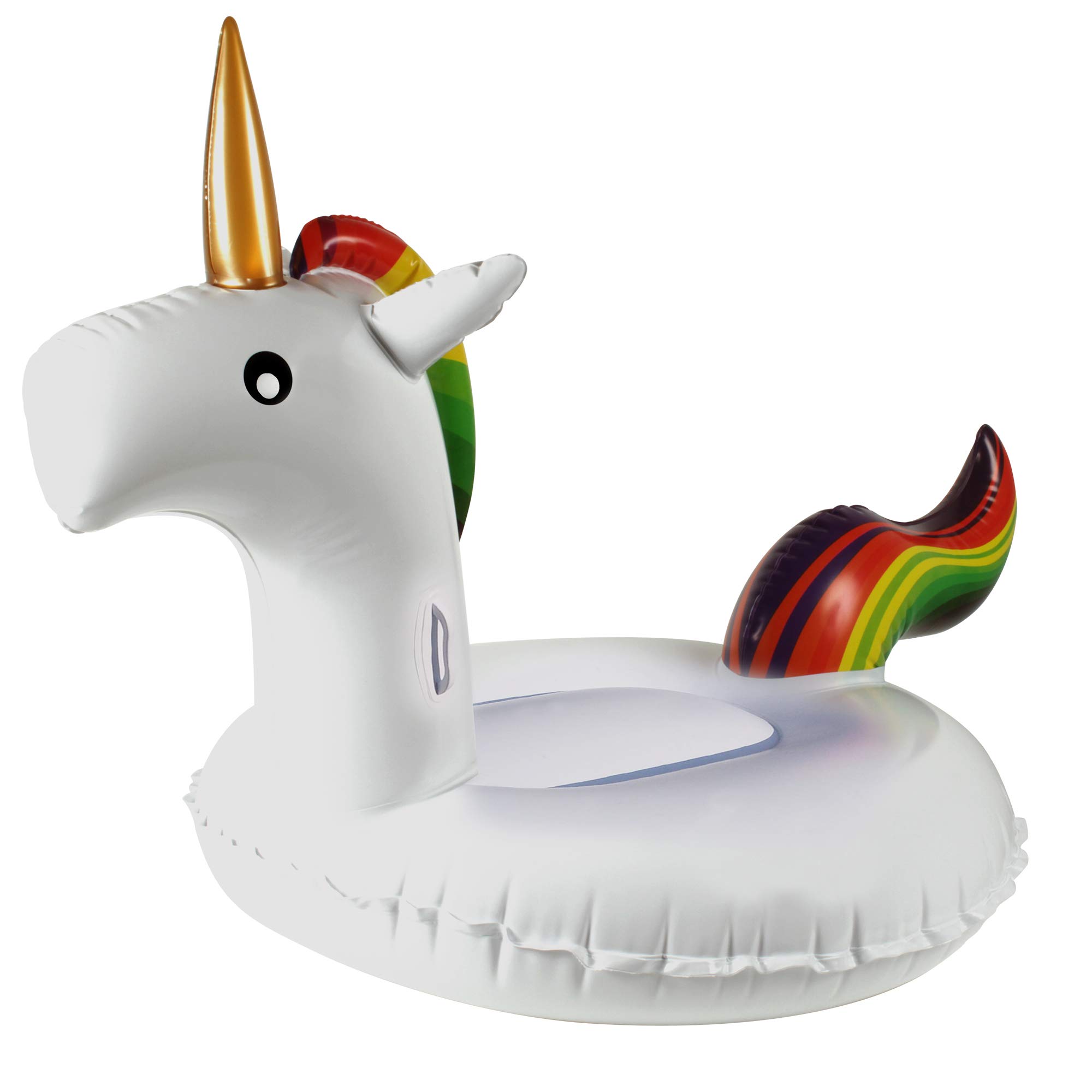 BLUE SKY - 069783 – Bouée Géante Licorne Paillettes Gonflable et Chevauchable – Blanc – 069783 – 100 cm – Jeu de Plein Air dès 10 Ans