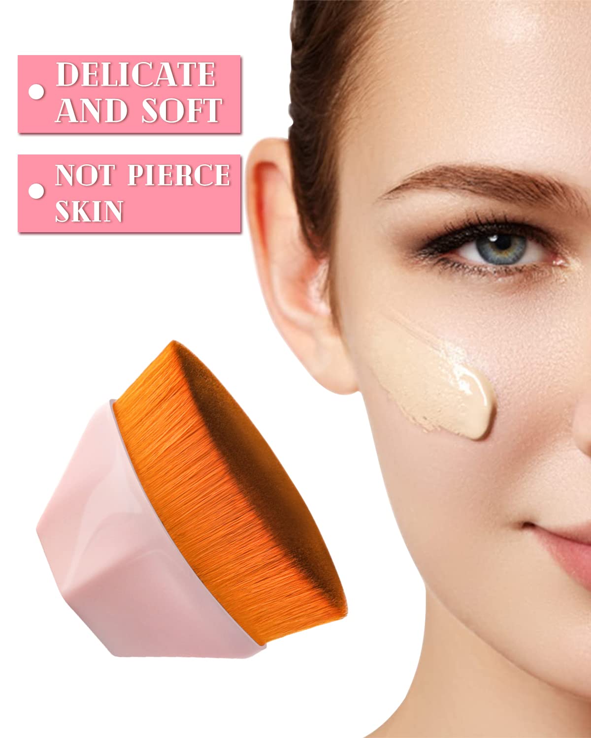 Makeup Brushes,Foundation Brush,2 Pack Foundation Brush for Liquid Makeup,Multifunctional Travel Kabuki Brush,for Cream or Flawless Powder Cosmetics with Protective Case : Beauty & Personal Care