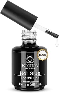 Beetles Gel Polish 9 in 1 Nail Glue with New Formula, 0.5 Fl Oz Super Strong Brush in Nail Gel Glue for False Nails Tips, Rhinestone, Base Gel, Blooming Nail Gel, U V Light Required