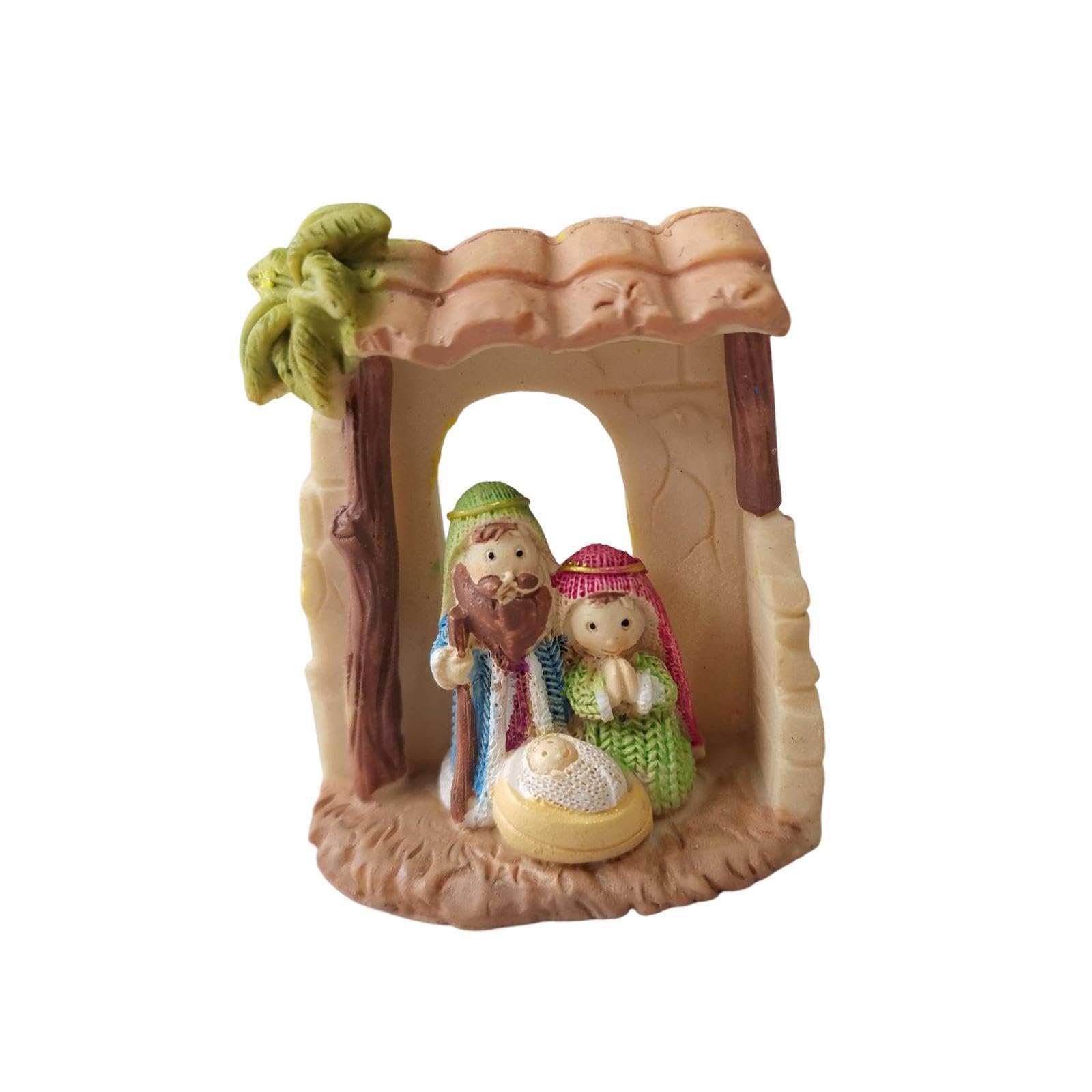 QIXCXAZ Nativity Set Scene Figurines Christmas Indoor Exceptional Holy Family Figurine Beautifully Seasonal Celebrations At Home Jesus Statues And Figurines, light, 6.5x3x7.5cm
