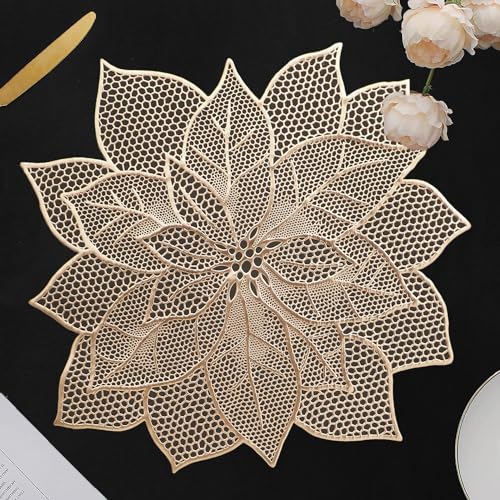 Image of Dakshya Industries Pack of 2 PVC Waterproof Table Placemats - Heat Resistant, Non-Slip Dining Table Mats (Gold)