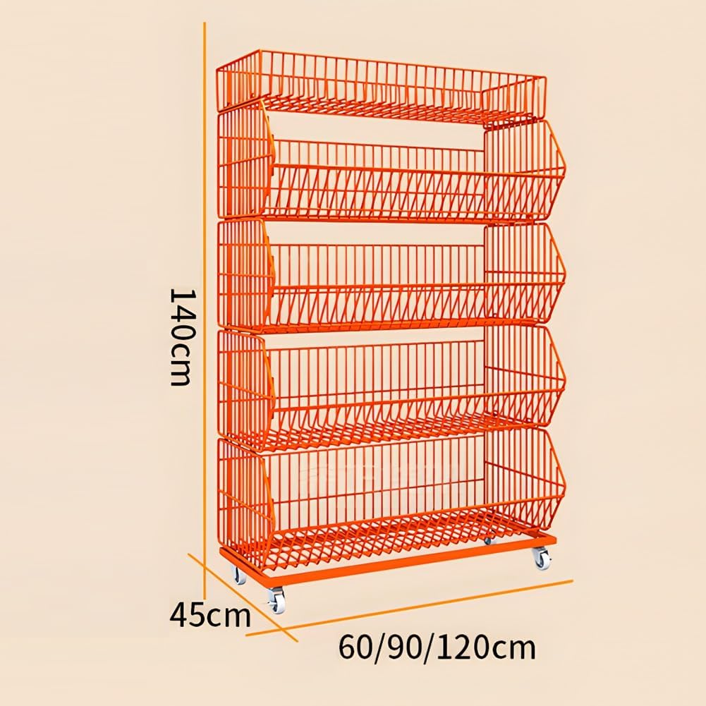 Estantería metálica con Ruedas para Snacks, Expositor de supermercado para Patatas Fritas y Snacks, Organizador para Cine en casa, Puesto de Comida, 120 x 45 x 140 cm