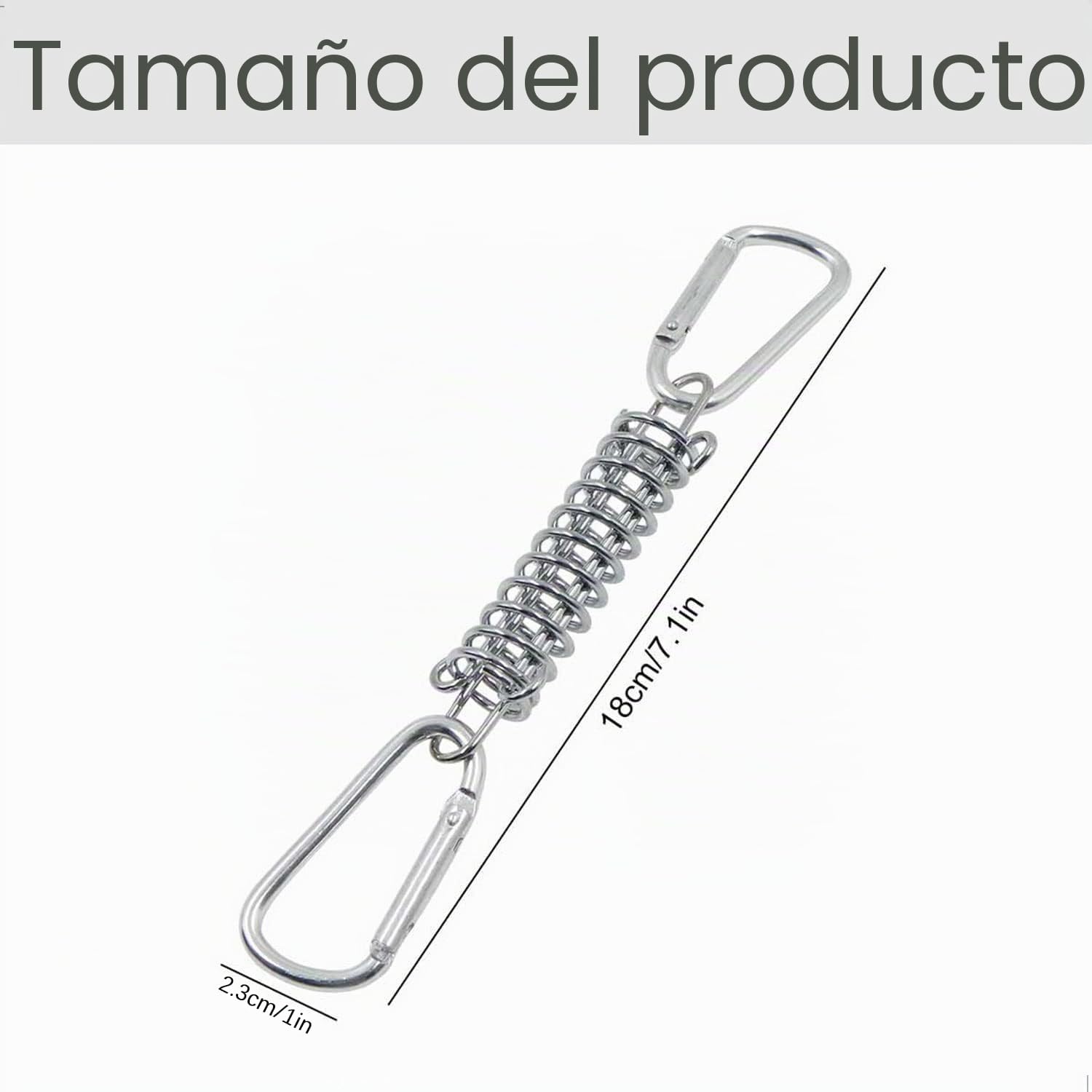 Resorte Tensión Toldo Acero Inoxidable 4 Resortes Espirales 8 Mosquetones 4 Pcs