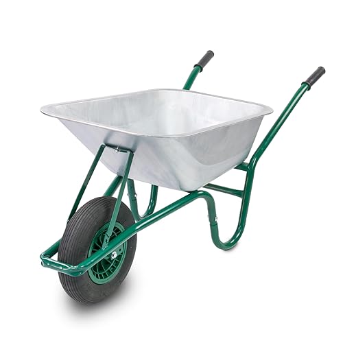 KCT 85L Galvanised Heavy Duty Steel Wheelbarrow with Pneumatic Tyre