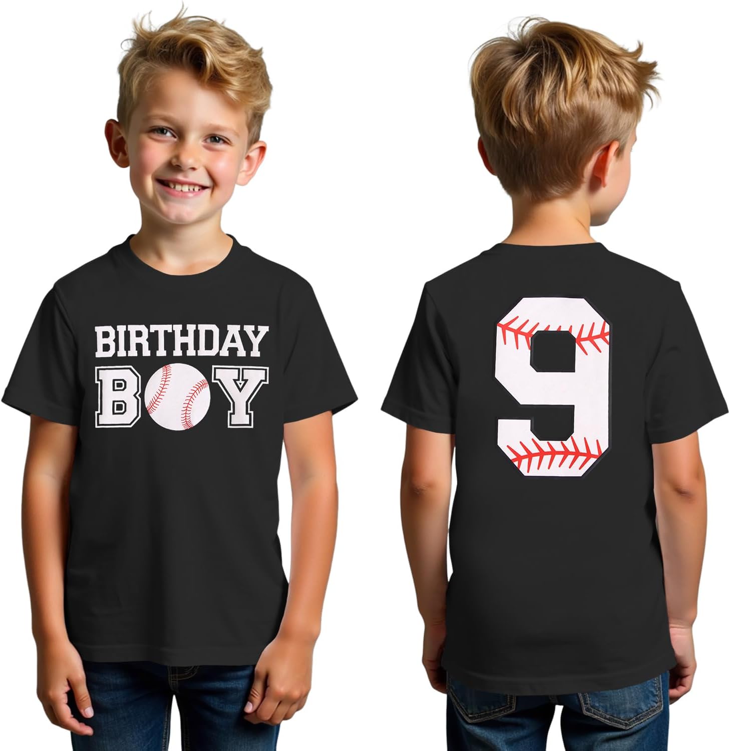 SOFEON Baseball Birthday Boy Shirts 6th 7th 8th 9th 10th Boys Birthday Party T-Shirt Kids Baseball Gift Short Sleeve Tees