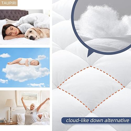 Miniatura 3 de Taupiri Funda acolchada para colchón Queen con bolsillo profundo (8-21 pulgadas), funda de colchón refrescante suave con parte superior acolchada,