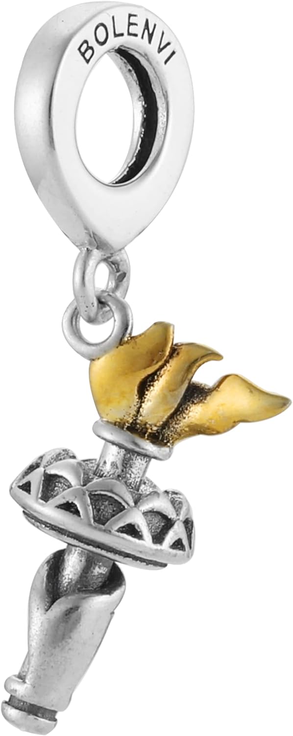 Statue of Liberty Torch NEW YORK CITY NYC 925 Sterling Silver Charm Bead For Pandora & Similar Charm Bracelets or Necklaces - Image 2