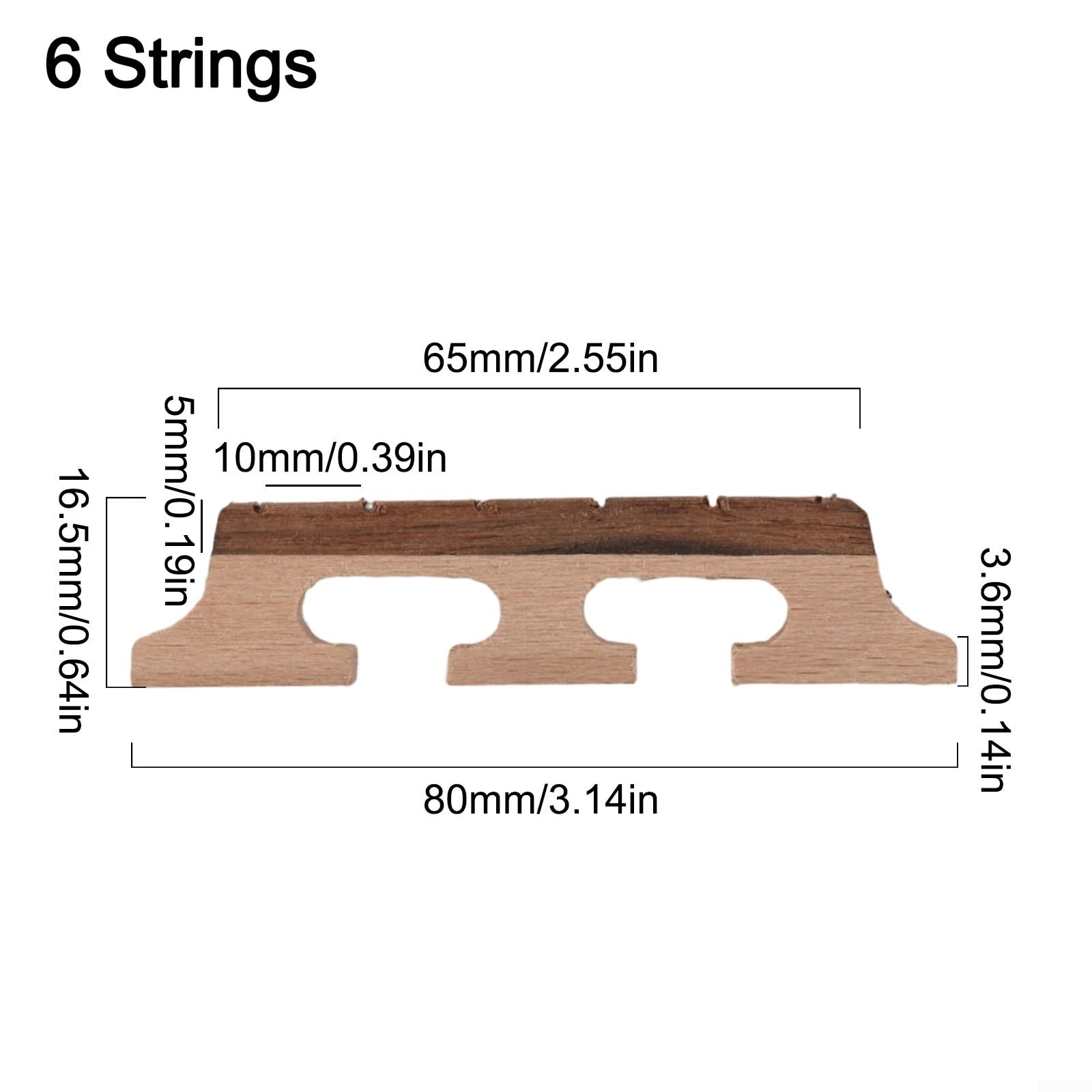 Chevalet de banjo en bois pour banjo à 4, 5, 6 cordes, fabriqué en érable et ébène, selle prédécoupée pour une transmission claire et une performance stable (6 cordes)
