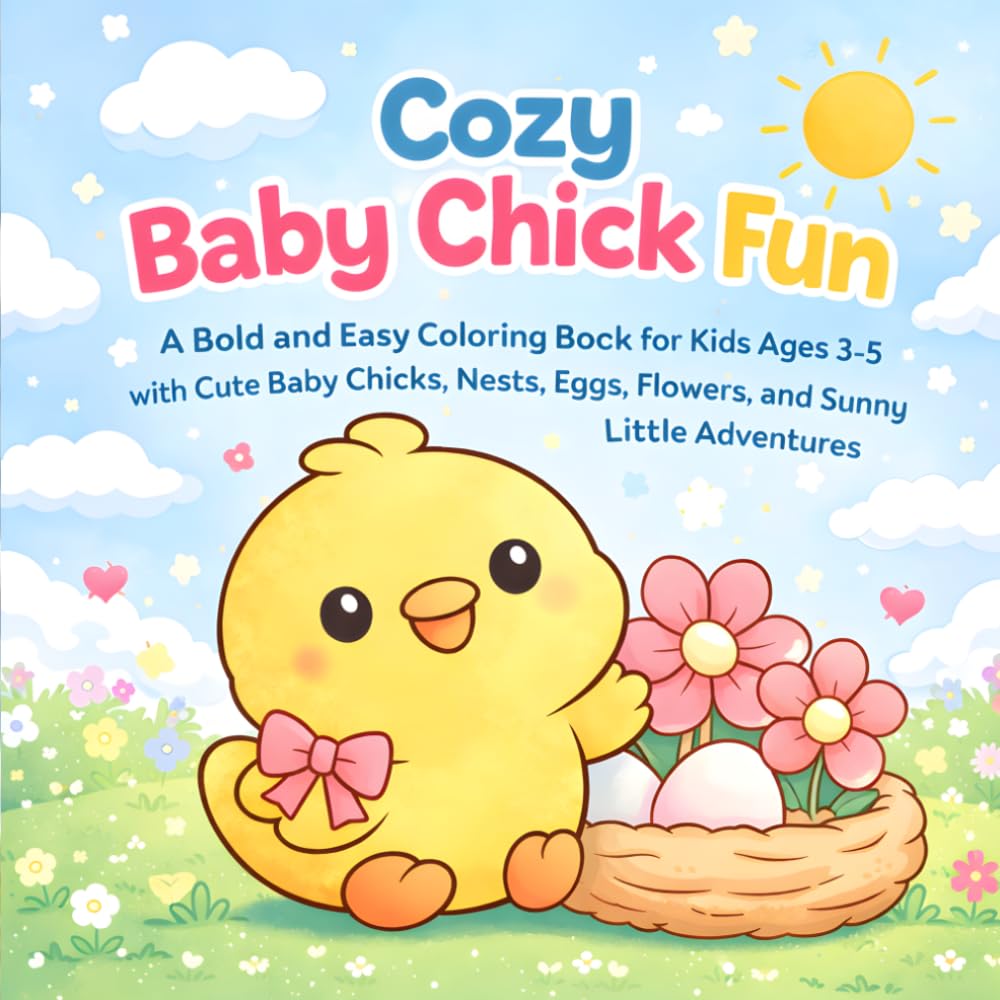 Cozy Baby Chick Fun: A Bold and Easy Coloring Book for Kids Ages 3–5 with Cute Baby Chicks, Nests, Eggs, Flowers, and Sunny Little Adventures