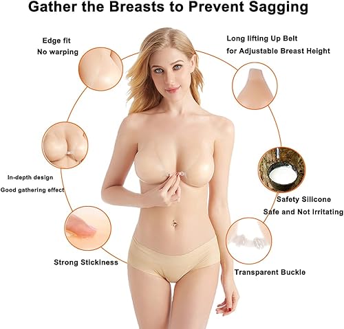 Miniatura 3 de Sticky Bra, Invisible Stick on Bras with Buckle for Women to Lift Breasts.