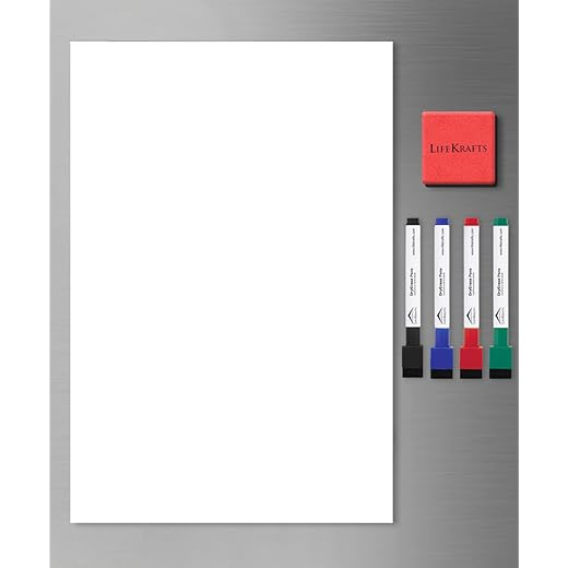 Lifekrafts Magnetic White Board Planner Sheet | Size : (43x28) cms | Includes 4 Marker Pens, 1 Eraser | Daily Routine Responsibility, Self-Care, Reminders, Notes and More for Kids and Adults