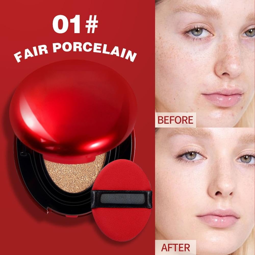 Cushion Foundation Full Coverage Long Lasting Makeup, Natural Matte Finish with Moisturizing Formula - Image 2