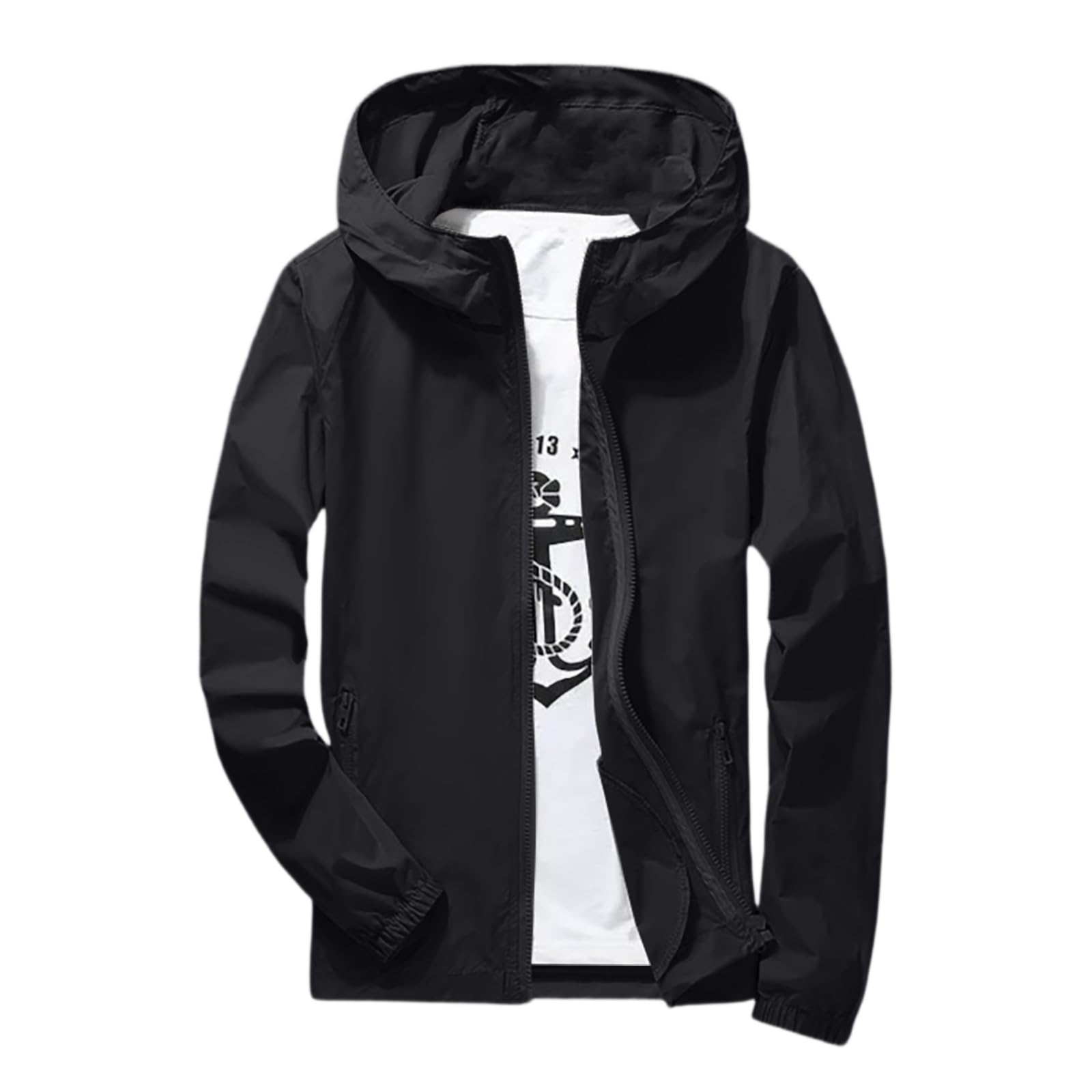 Generisch Regenjacke Herren Wasserdicht Regenmantel Atmungsaktiv Outdoor Hoodie Jacke Herren übergangsjacke Windjacke Fahrrad Windbreaker Leichte Freizeitjacke für Wandern Fischen Camping Outdoor