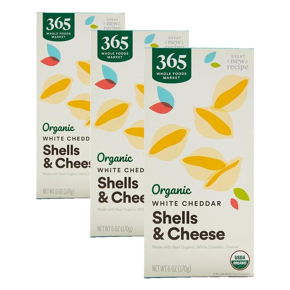 Image of 365 by Whole Foods Market, Macaroni And Cheese White Cheddar Shells Organic, 6 Ounce (Pack of 3)