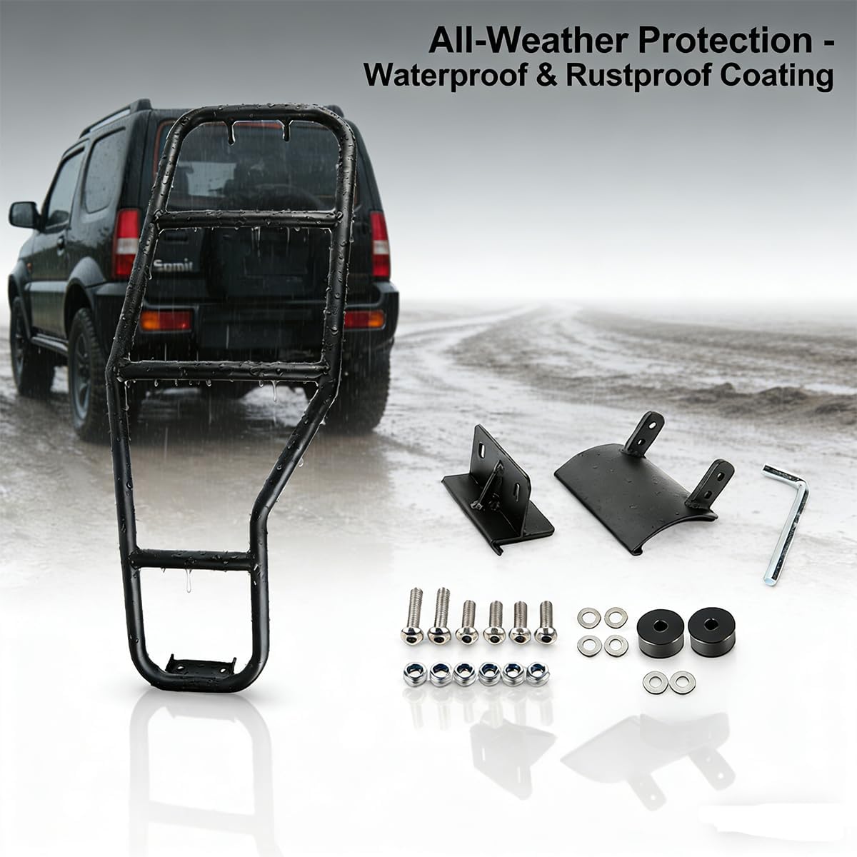Car Tailgate Ladder for Suzuki Jimny 2007-2017 Trunk Ladder Exterior Accessories, Heavy-Duty Aluminum Alloy/Iron/Stainless Steel & ABS
