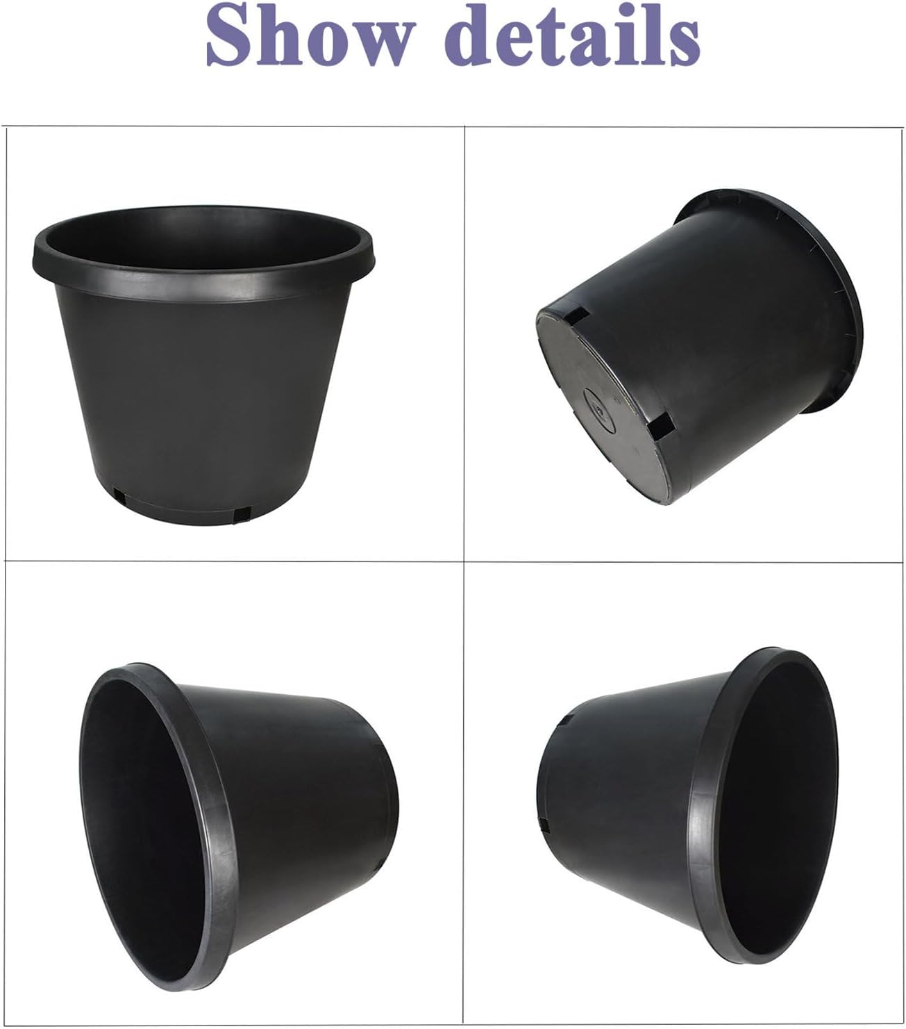 10 Pack 10 Gallon Round Premium Nursery Pot Plant Flower Seedling Container Garden Planter Pots for Indoor Outdoor Plants Seedlings Flowers Vegetables Seedling Cuttings Succulents