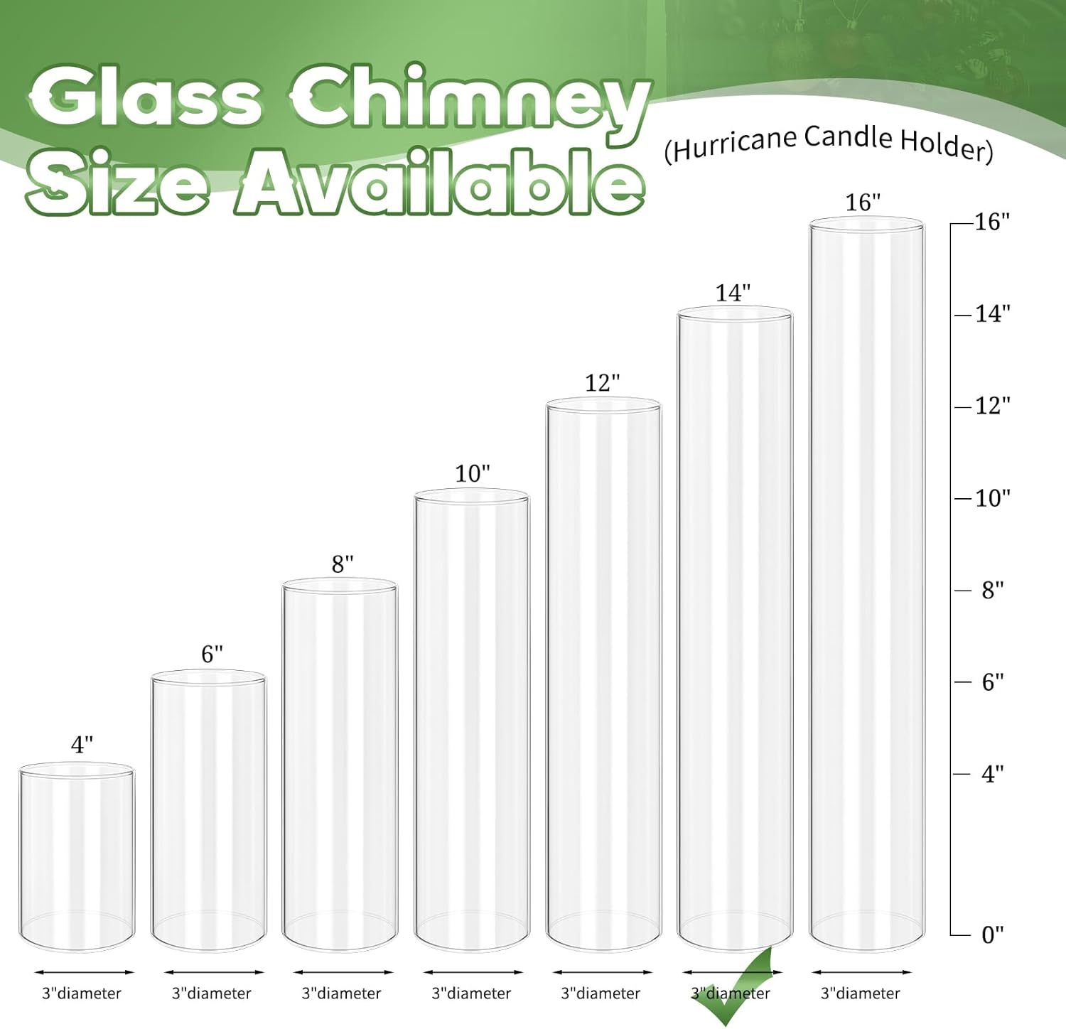 18 PCS Hurricane Candle Holder, 3" W x 14" H Open Ended Glass Candle Cylinder Sleeve, Clear Glass Cylinder Candle Holder, Open Flame Candle Chimney Tube Cover, Bottomless Cylindrical Glass - Image 5