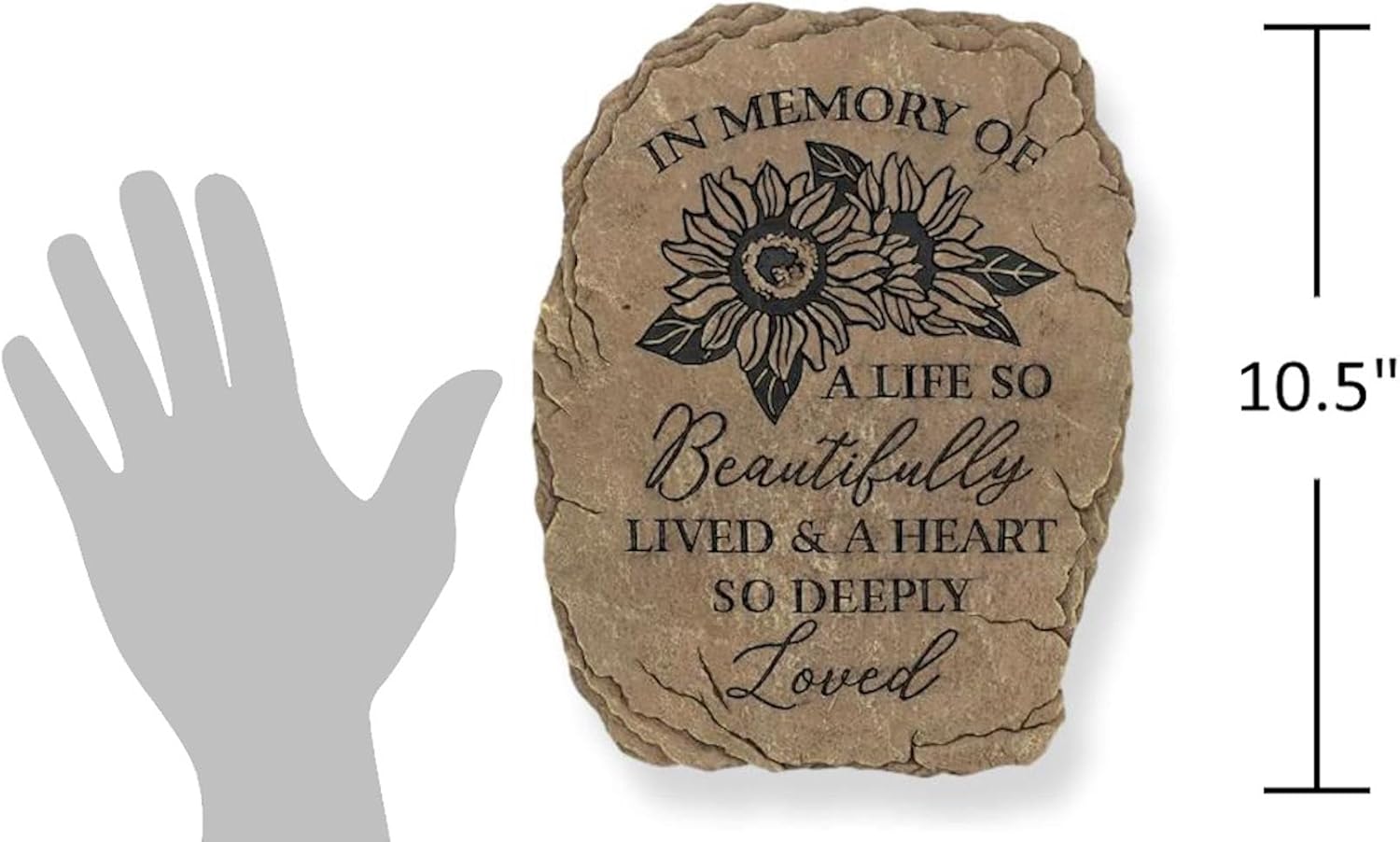 Carson 10.5" Memorial Garden Stone - Floral Tribute Stepping Stone for Garden -Outdoor Memorial Garden Marker -Sympathy Gift for Grieving - Remembrance Stone