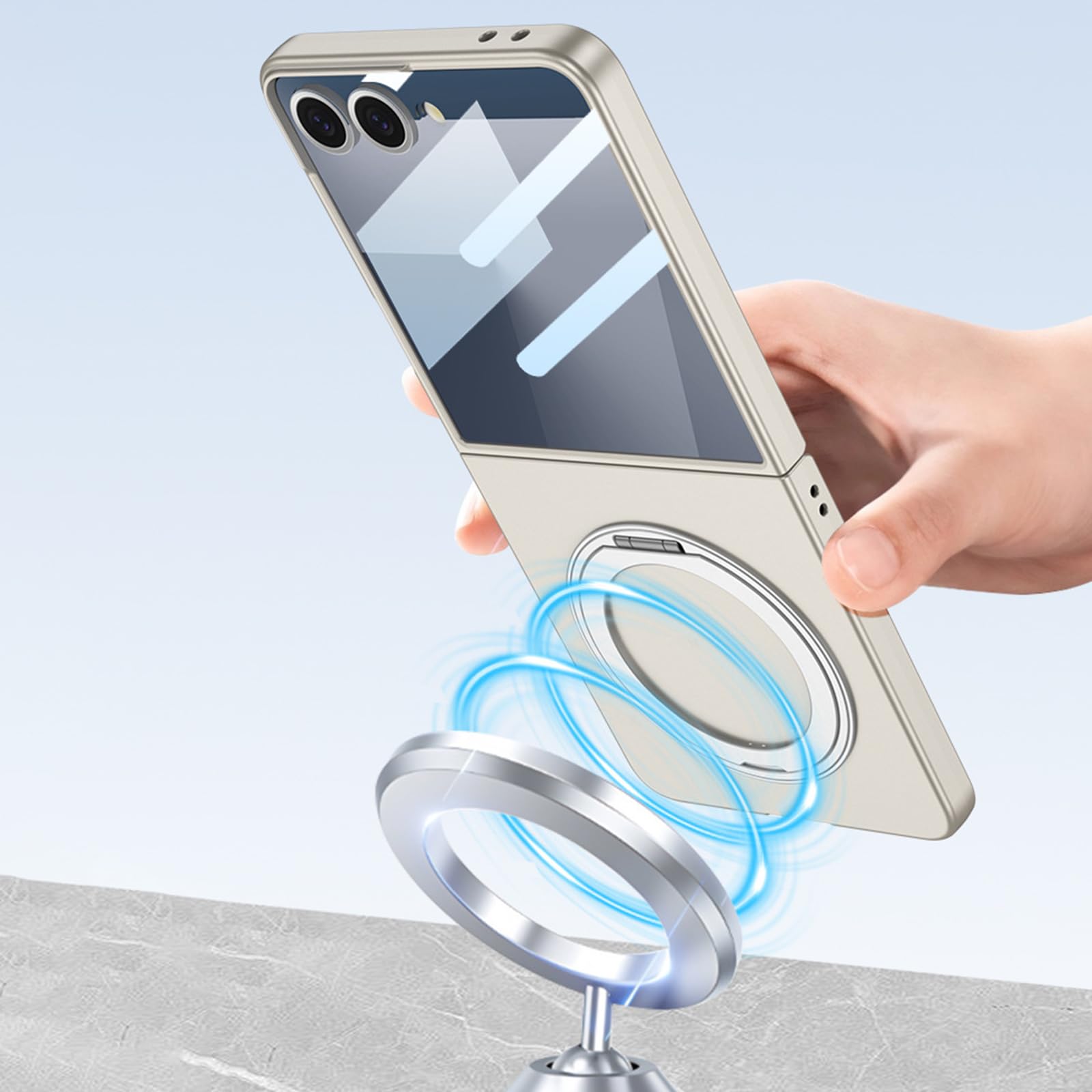 Magnetisch Hülle für Samsung Galaxy Z Flip 8, Drehbar Metall Ring Ständer