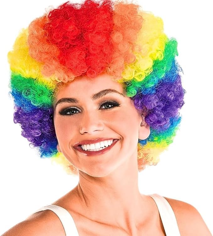 GIRLYZ ATTIRE Rainbow Curly Costume Party Wig, One Size, 1 Pc, Multicolor