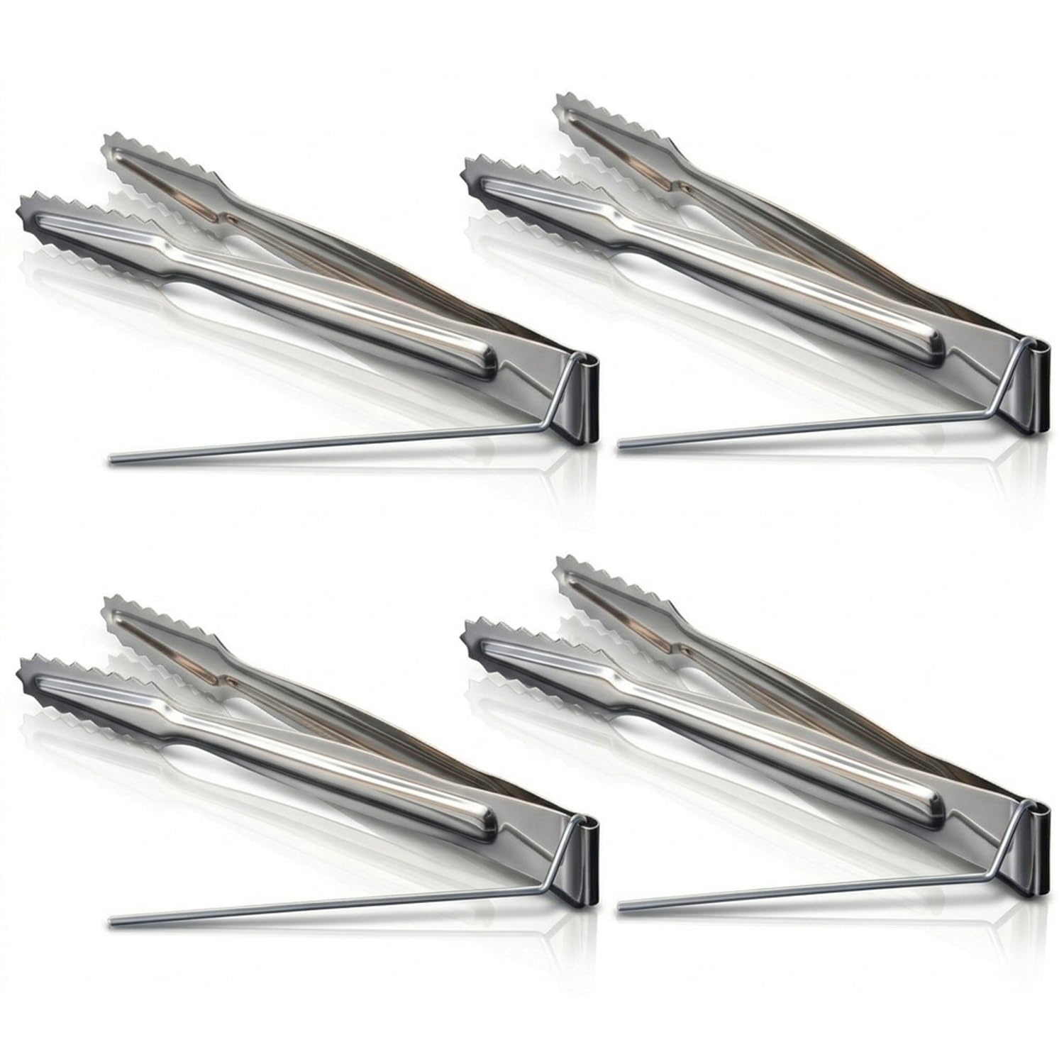 Stainless Steel Charcoal Tongs Metal Hookah Shisha Coal Pliers with Serrated Grip Kitchen BBQ Ice Tongs 4 Packs
